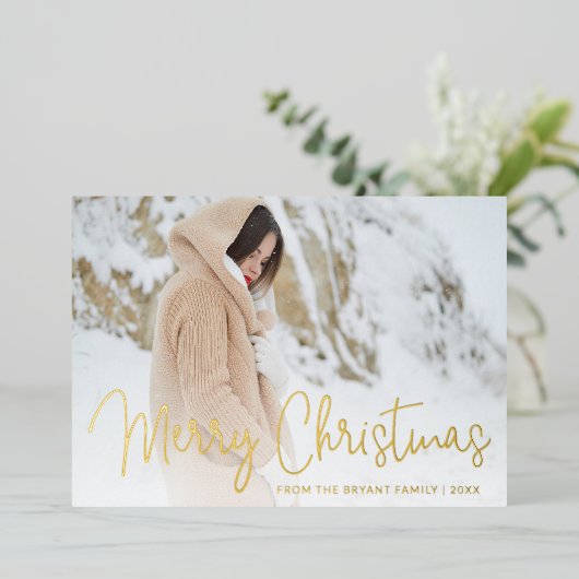 スクリプモダント写真のクリエレガントスマス 箔シーズンカード (立ち正面)