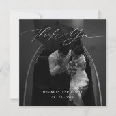 スクリプモダント写真エレガントな結婚式クリスチャン サンキューカード (正面)