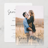 スクリプモダント写真エレガントな結婚式 セーブザデート (正面/裏面)