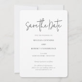 スクリプモダント写真エレガントな結婚式 セーブザデート (裏面)