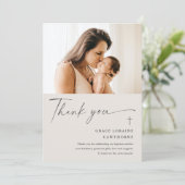 スクリプモダント写真エレガントバプテスマサンキューカード 招待状 (スタンド正面)