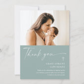 スクリプモダント写真エレガントバプテスマサンキューカード 招待状 (正面)