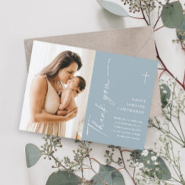 スクリプモダント写真エレガントバプテスマサンキューカード 招待状