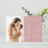 スクリプモダント写真エレガントバプテスマサンキューカード 招待状 (スタンド正面)