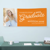 スクリプモダント写真オレンジ卒業 横断幕 (トレードショー)