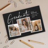 スクリプモダント写真コラージュ卒業招待状 ポストカード