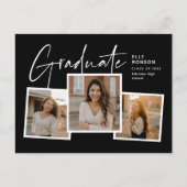 スクリプモダント写真コラージュ卒業招待状 ポストカード (正面)
