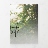 スクリプモダント写真コラージュ結婚式の日付を保存 三つ折り案内状 (カバー)