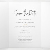 スクリプモダント写真コラージュ結婚式の日付を保存 三つ折り案内状 (内部中)