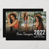 スクリプモダント写真コラージュ黒卒業 招待状 (正面/裏面)