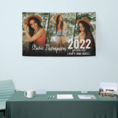 スクリプモダント写真コラージュ黒卒業 横断幕 (トレードショー)