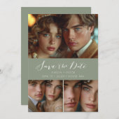 スクリプモダント写真コラージュSage Green セーブザデート (正面/裏面)