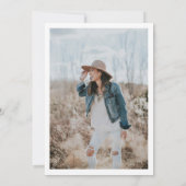 スクリプモダント写真ブライダルシャワーリング白黒 招待状 (裏面)