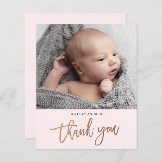 スクリプモダント写真ベビーサンキューカード (正面/裏面)