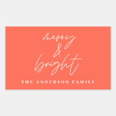 スクリプモダント写真メリーと明るい赤のクリスマス 長方形シール (正面)