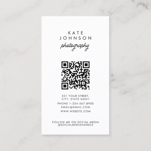 スクリプモダント写真家QRコードソーシャルメディア 名刺 (裏面)