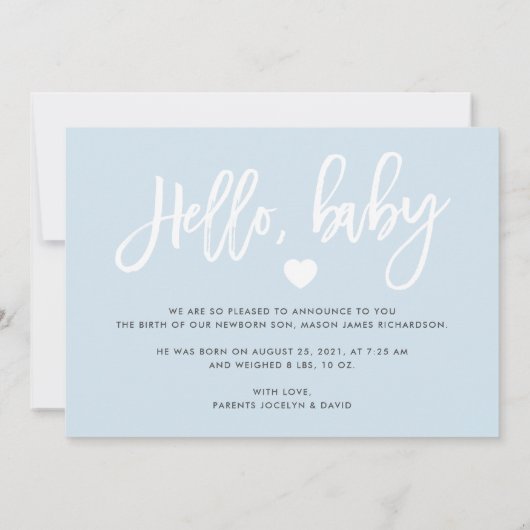 スクリプモダント写真男の赤ちゃん誕生発表 案内状 (裏面)