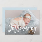 スクリプモダント写真男の赤ちゃん誕生発表 案内状 (正面/裏面)