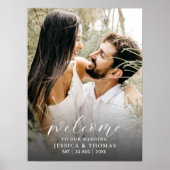 スクリプモダント写真白黒の結婚サイン ポスター (正面)