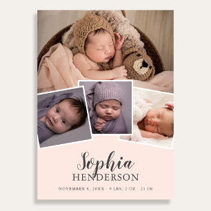 スクリプモダント写真赤面ピンク誕生 案内状