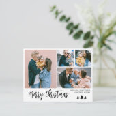 スクリプモダント写真雪のクリスマスホリデー シーズンポストカード (スタンド正面)