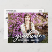 スクリプモダント卒業パーティフォト招待状Wt インビテーションポストカード (正面/裏面)