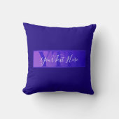 スクリプモダント名とモノグラムグラデーション紫 クッション (正面)