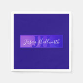 スクリプモダント名とモノグラムグラデーション紫 スタンダードカクテルナプキン (正面)