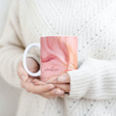 スクリプモダント名ピーチフローラ水色 コーヒーマグカップ