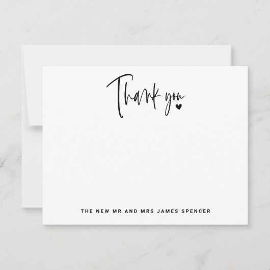 スクリプモダント名フォトハート結婚の感謝 ノートカード (正面)