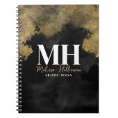 スクリプモダント名ブラック金ゴールドモノグラム ノートブック (正面)