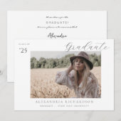 スクリプモダント名写真卒業のお知らせ4 招待状 (正面/裏面)