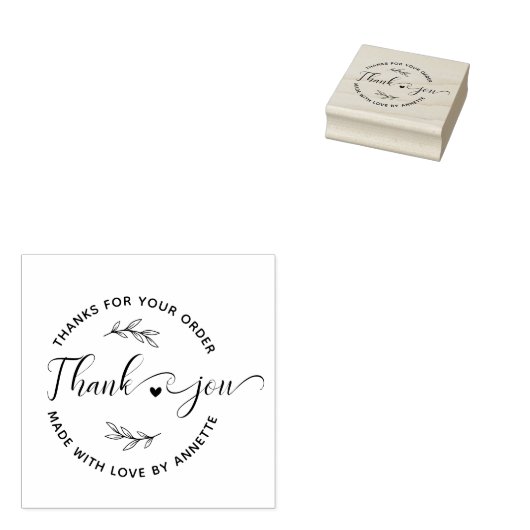 スクリプモダント名前をカスタムするラウンドサンキューハンドメイド ラバースタンプ (押印)