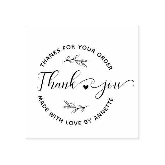 スクリプモダント名前をカスタムするラウンドサンキューハンドメイド ラバースタンプ (インプリント)