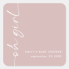 スクリプモダント名Oh Girl Dustyバラ赤ちゃんシャワー スクエアシール