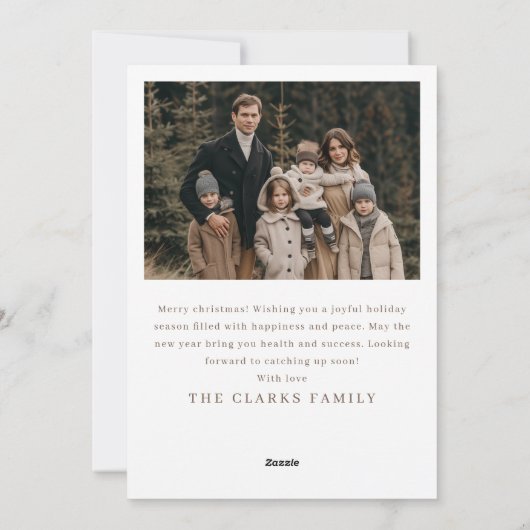 スクリプモダント垂直2フォトファミリークリスマス シーズンカード (裏面)