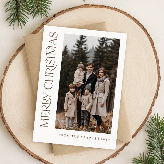 スクリプモダント垂直2フォトファミリークリスマス シーズンカード