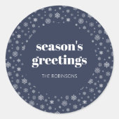 スクリプモダント季節のごあいさつホリデーネイビーブルー ラウンドシール (正面)