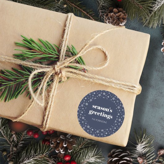 スクリプモダント季節のごあいさつホリデーネイビーブルー ラウンドシール
