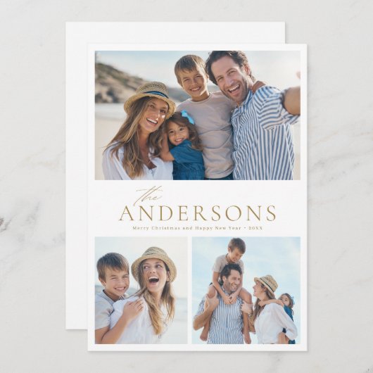 スクリプモダント家族の写真ホリデーカード シーズンカード (正面/裏面)