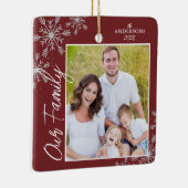 スクリプモダント家族の写真レッドクリスマス セラミックオーナメント (右)