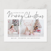 スクリプモダント家族2枚の写真メリークリスマス シーズンポストカード (正面)