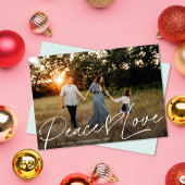 スクリプモダント平和ハート愛クリスマスワンフォト シーズンカード