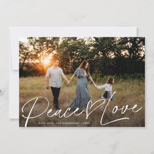 スクリプモダント平和ハート愛クリスマスワンフォト シーズンカード (正面)