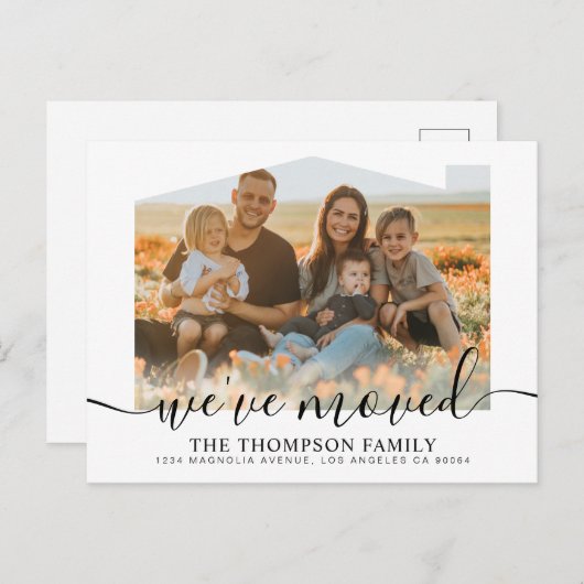 スクリプモダント引っ越しました新しいホームフォト移動 案内ポストカード (正面/裏面)
