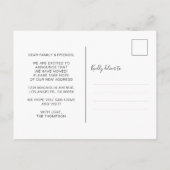 スクリプモダント引っ越しました新しいホームフォト移動 案内ポストカード (裏面)