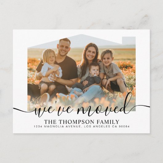 スクリプモダント引っ越しました新しいホームフォト移動 案内ポストカード (正面)