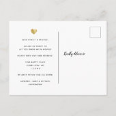 スクリプモダント引っ越しました金ゴールドハート写真の移動 案内ポストカード (裏面)