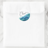 スクリプモダント応援、ブルーグリーンアクアウォーター色 ラウンドシール (バッグ)