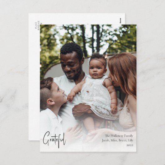 スクリプモダント感謝の完全な垂直方向の写真 シーズンポストカード (正面/裏面)